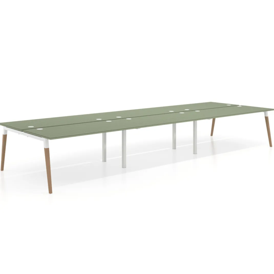 Mesa de oficina multipuesto Arki triple, fondo 166 cm, sobre recto