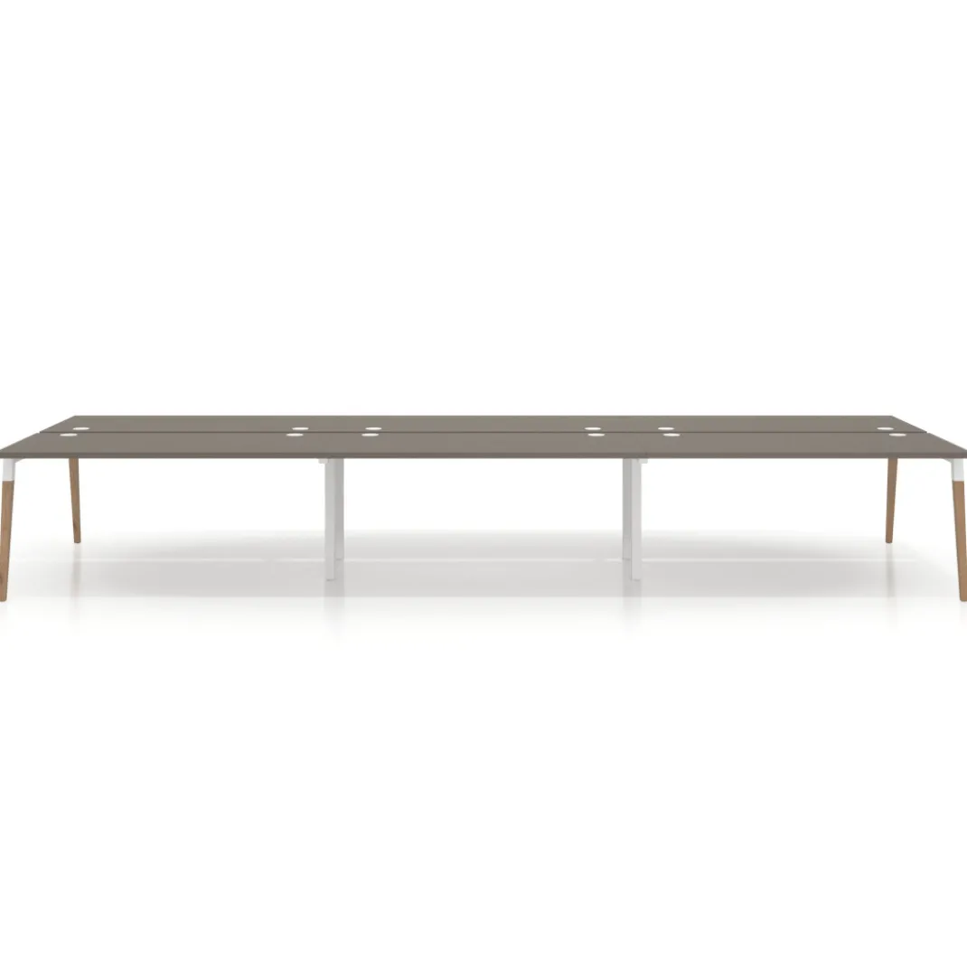 Mesa de oficina multipuesto Arki triple, fondo 166 cm, sobre recto