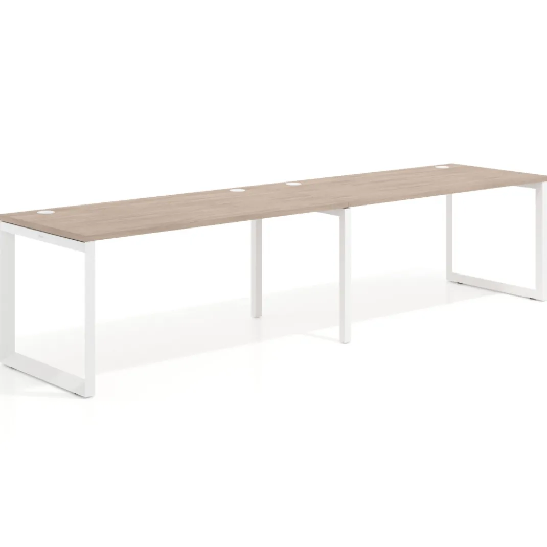 Mesa de oficina progresiva Delta doble, fondo 80cm, estructura blanca