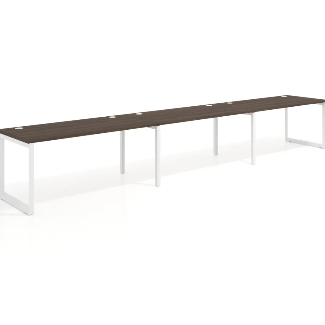 Mesa de oficina progresiva Delta triple, fondo 80cm, estructura blanca
