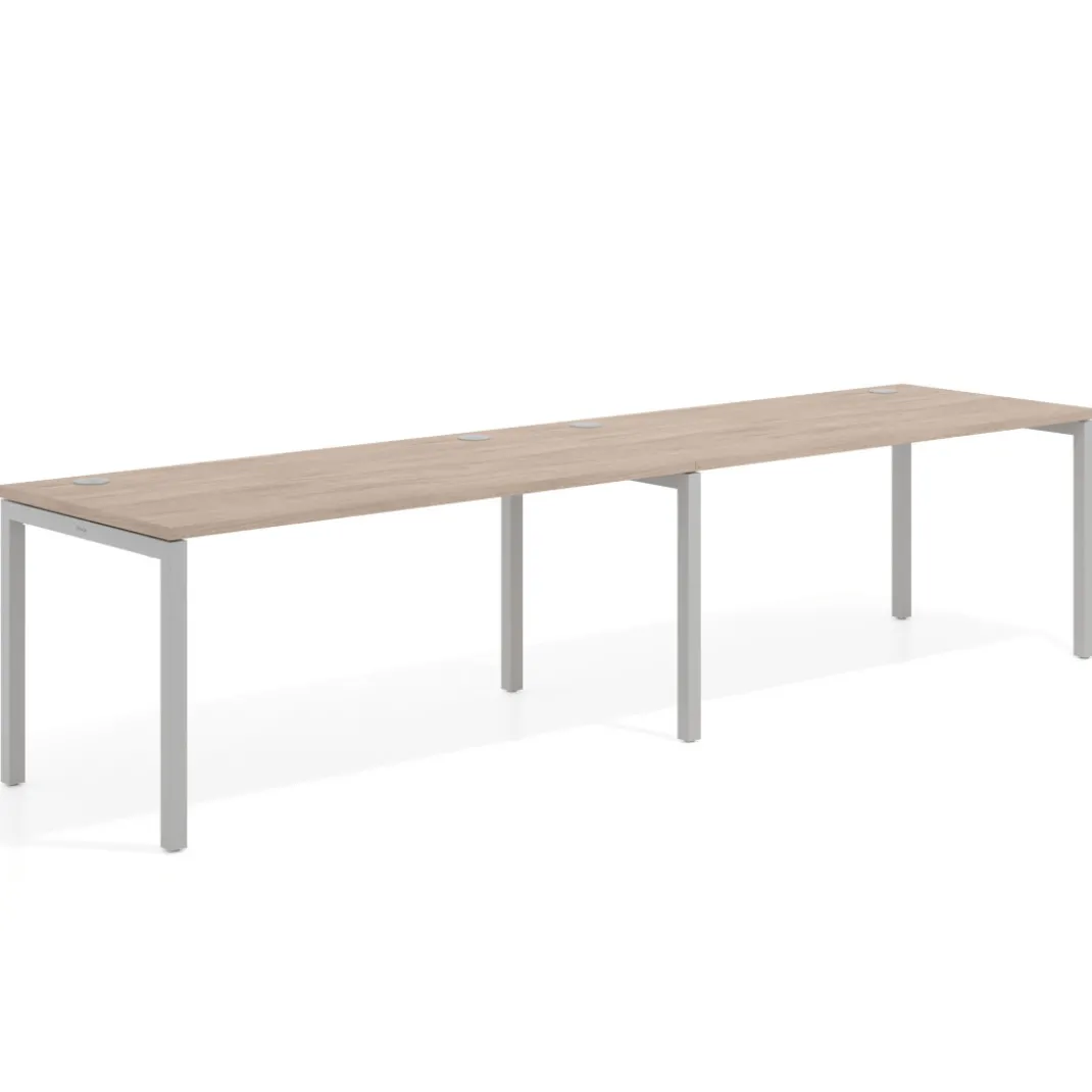 Mesa de oficina progresiva doble Kube, fondo 80cm, estructura aluminio