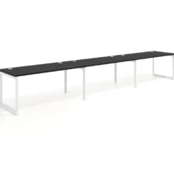 Mesa de oficina progresiva Delta triple, fondo 80cm, estructura blanca