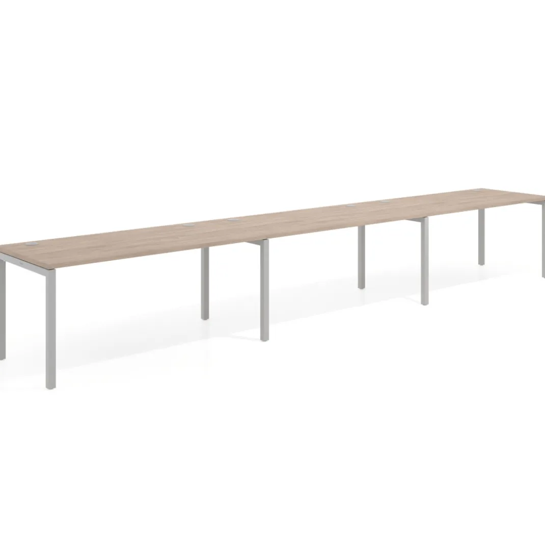 Mesa de oficina progresiva triple Kube, fondo 80cm, estructura aluminio