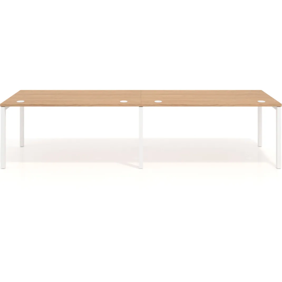 Mesa de oficina progresiva doble Kube, fondo 80cm, estructura blanca