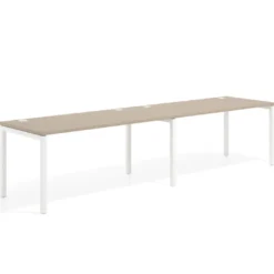Mesa de oficina progresiva doble Kube, fondo 80cm, estructura blanca
