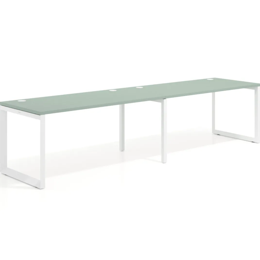 Mesa de oficina progresiva Delta doble, fondo 80cm, estructura blanca