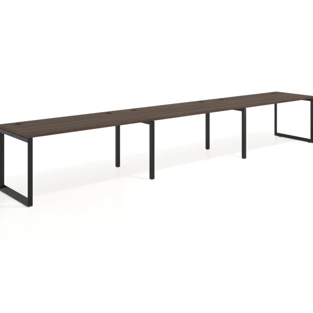 Mesa de oficina progresiva Delta triple, fondo 80cm, estructura negra