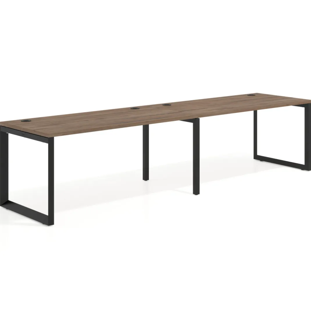 Mesa de oficina progresiva Delta doble, fondo 80cm, estructura negra