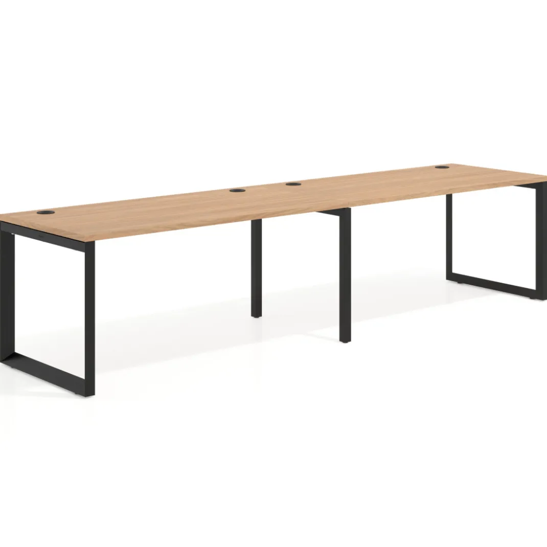 Mesa de oficina progresiva Delta doble, fondo 80cm, estructura negra