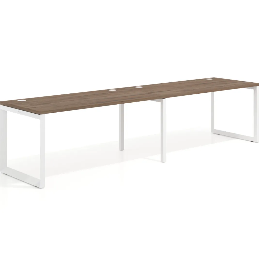 Mesa de oficina progresiva Delta doble, fondo 80cm, estructura blanca