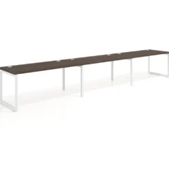 Mesa de oficina progresiva Delta triple, fondo 80cm, estructura blanca