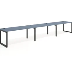 Mesa de oficina progresiva Delta triple, fondo 80cm, estructura negra