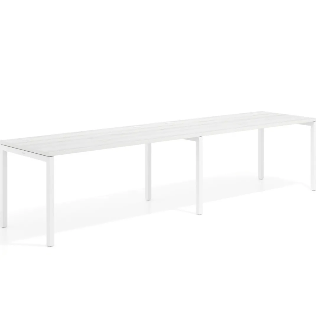 Mesa de oficina progresiva doble Kube, fondo 80cm, estructura blanca