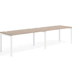 Mesa de oficina progresiva doble Kube, fondo 80cm, estructura blanca