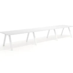 Mesa de oficina progresiva UvePro triple, fondo 100cm, estructura blanca