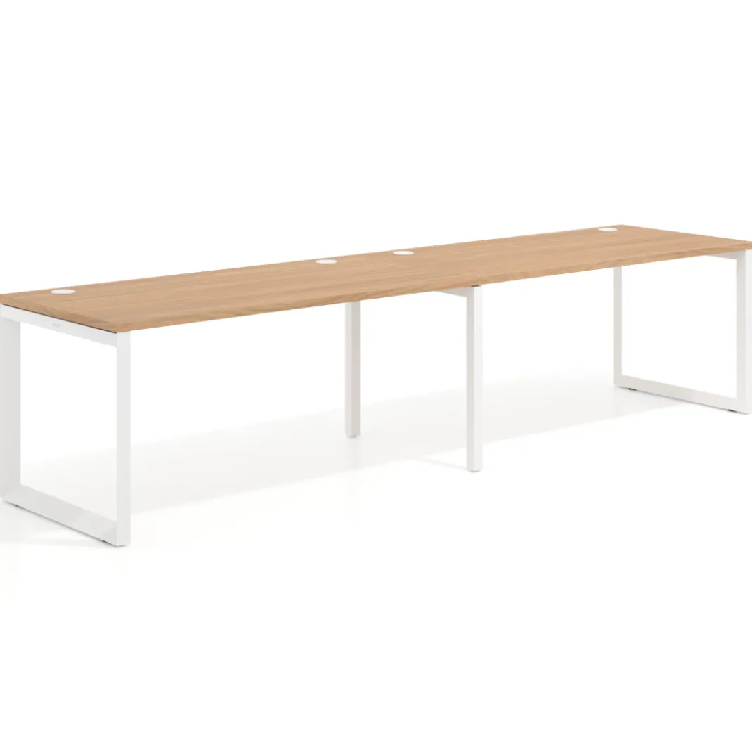 Mesa de oficina progresiva Delta doble, fondo 80cm, estructura blanca