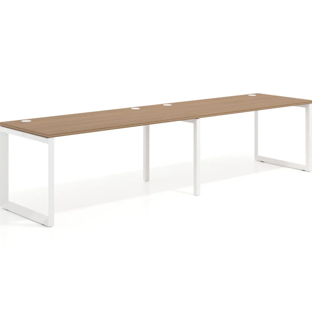 Mesa de oficina progresiva Delta doble, fondo 80cm, estructura blanca
