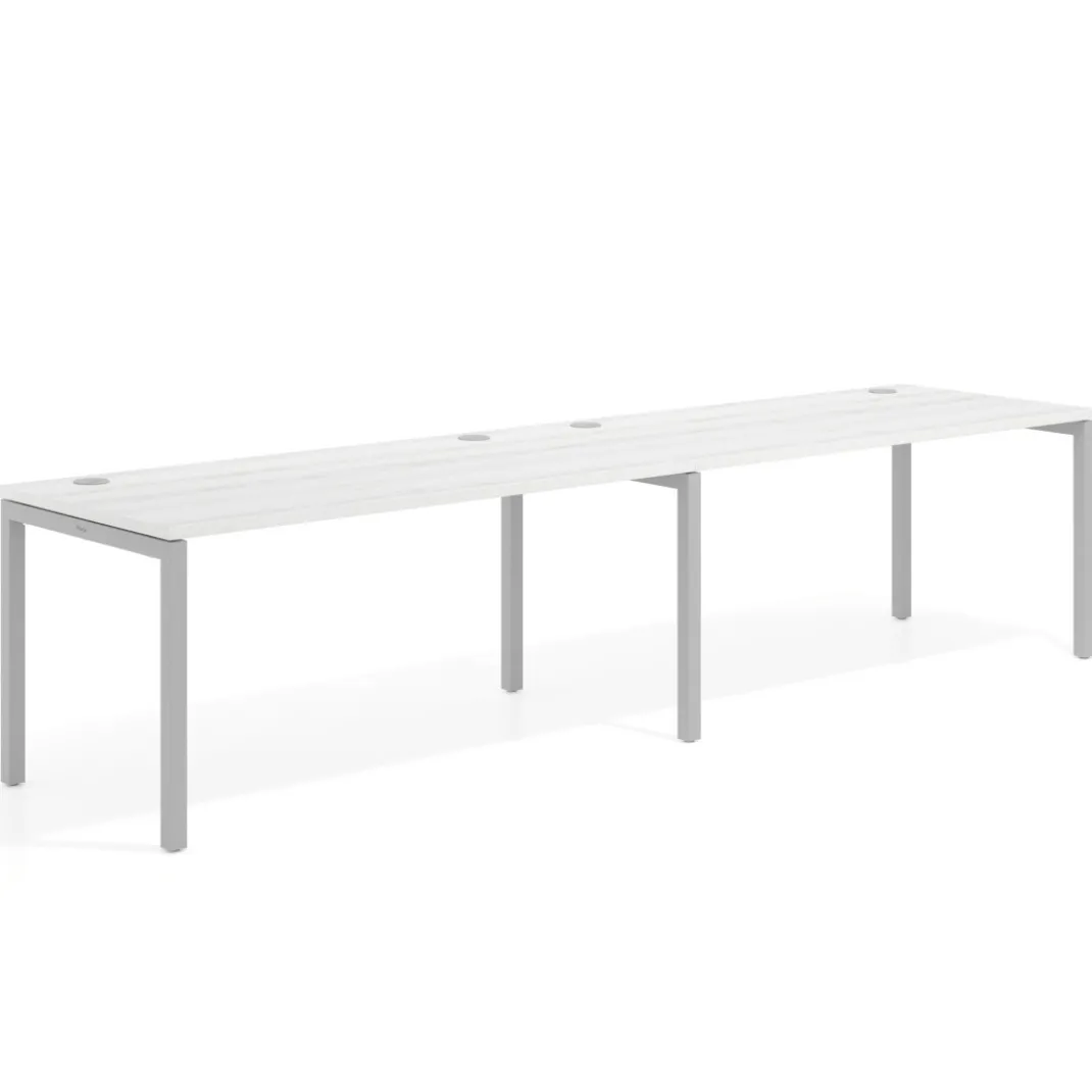 Mesa de oficina progresiva doble Kube, fondo 80cm, estructura aluminio