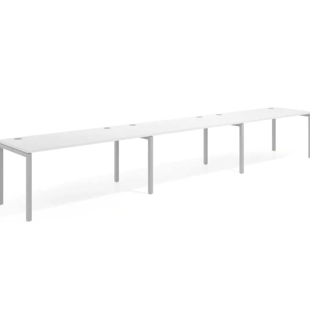 Mesa de oficina progresiva triple Kube, fondo 80cm, estructura aluminio