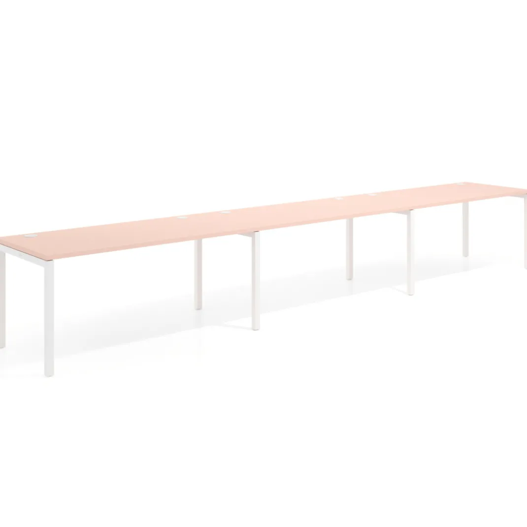 Mesa de oficina progresiva triple Kube, fondo 80cm, estructura blanca