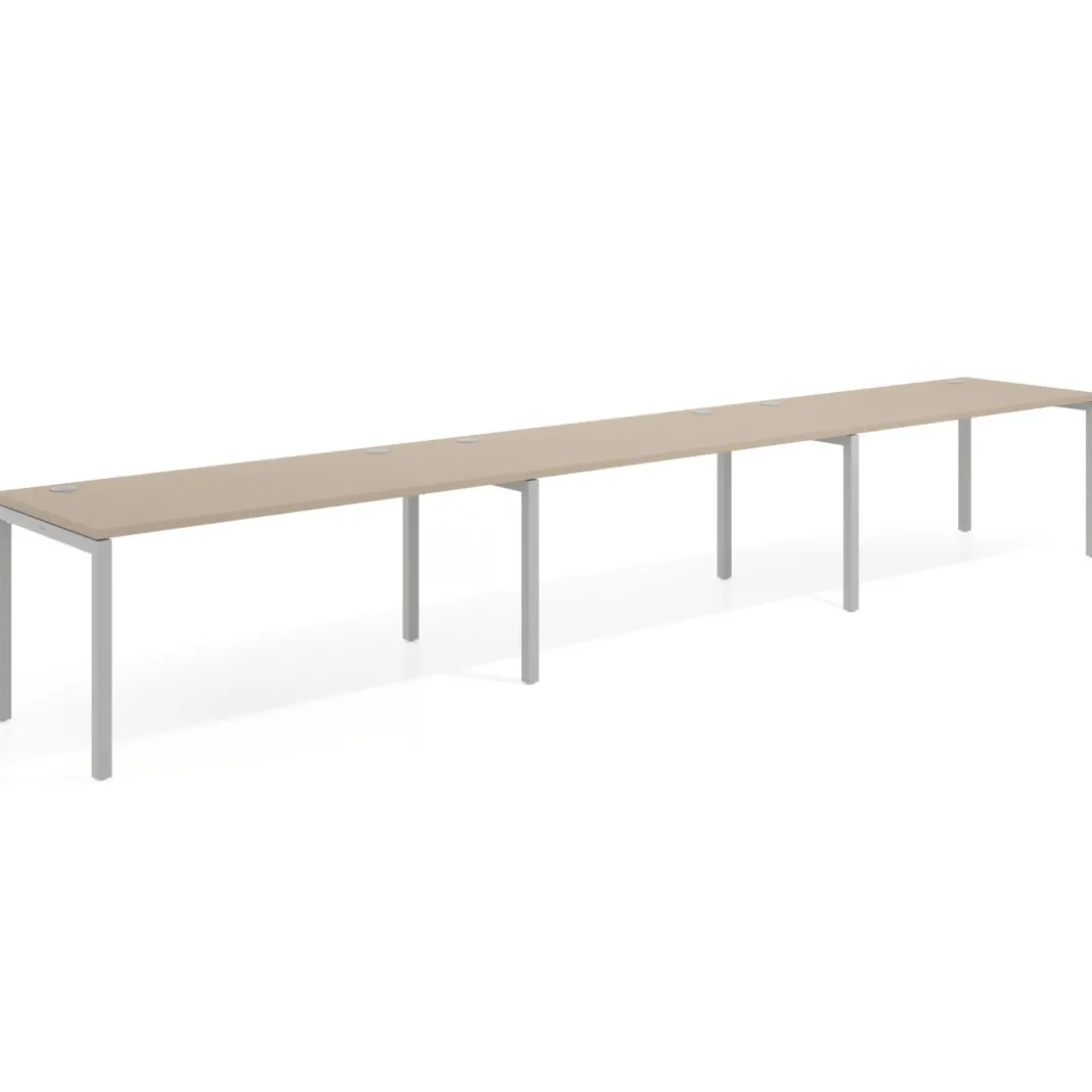 Mesa de oficina progresiva triple Kube, fondo 80cm, estructura aluminio