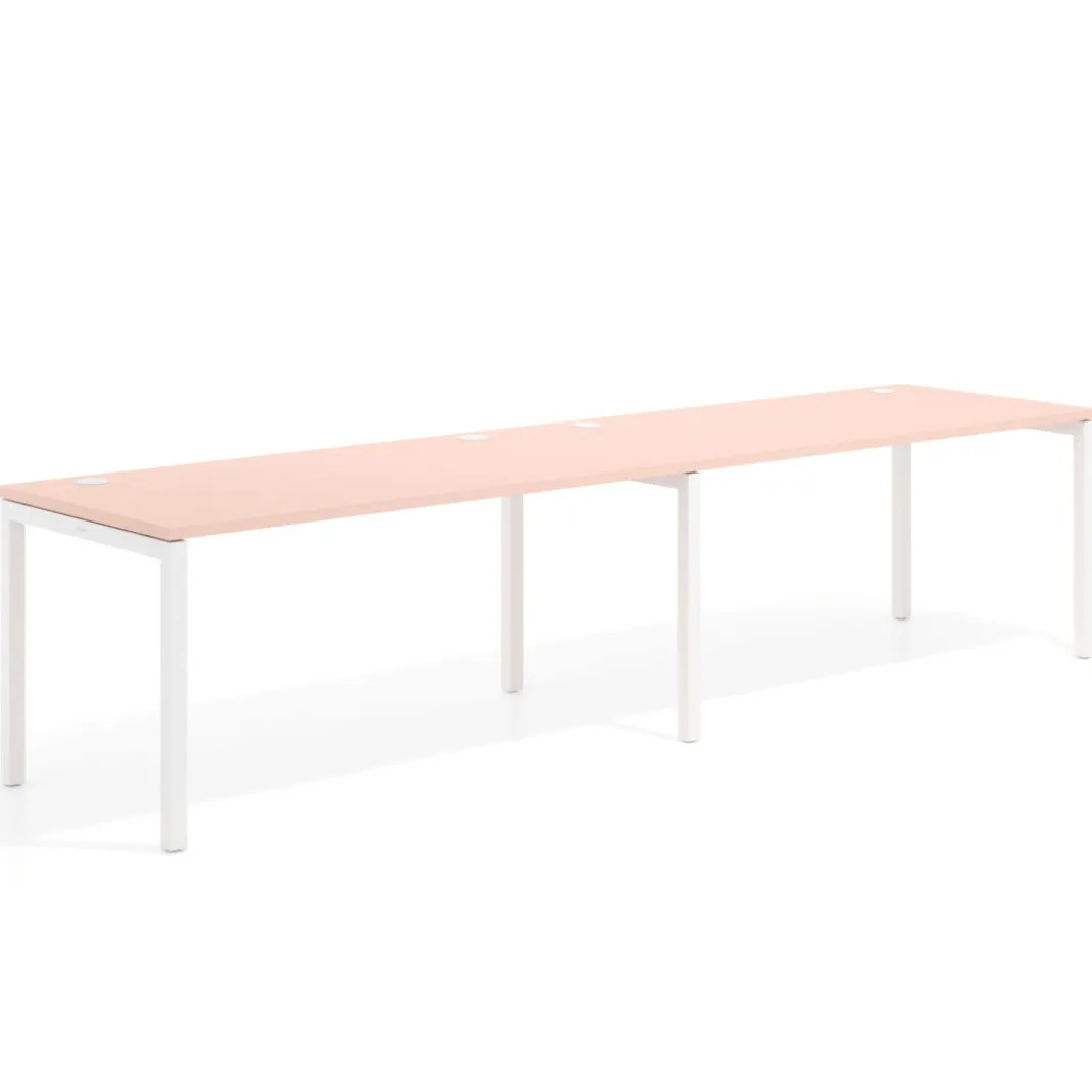 Mesa de oficina progresiva doble Kube, fondo 80cm, estructura blanca