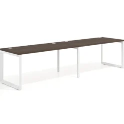 Mesa de oficina progresiva Delta doble, fondo 80cm, estructura blanca