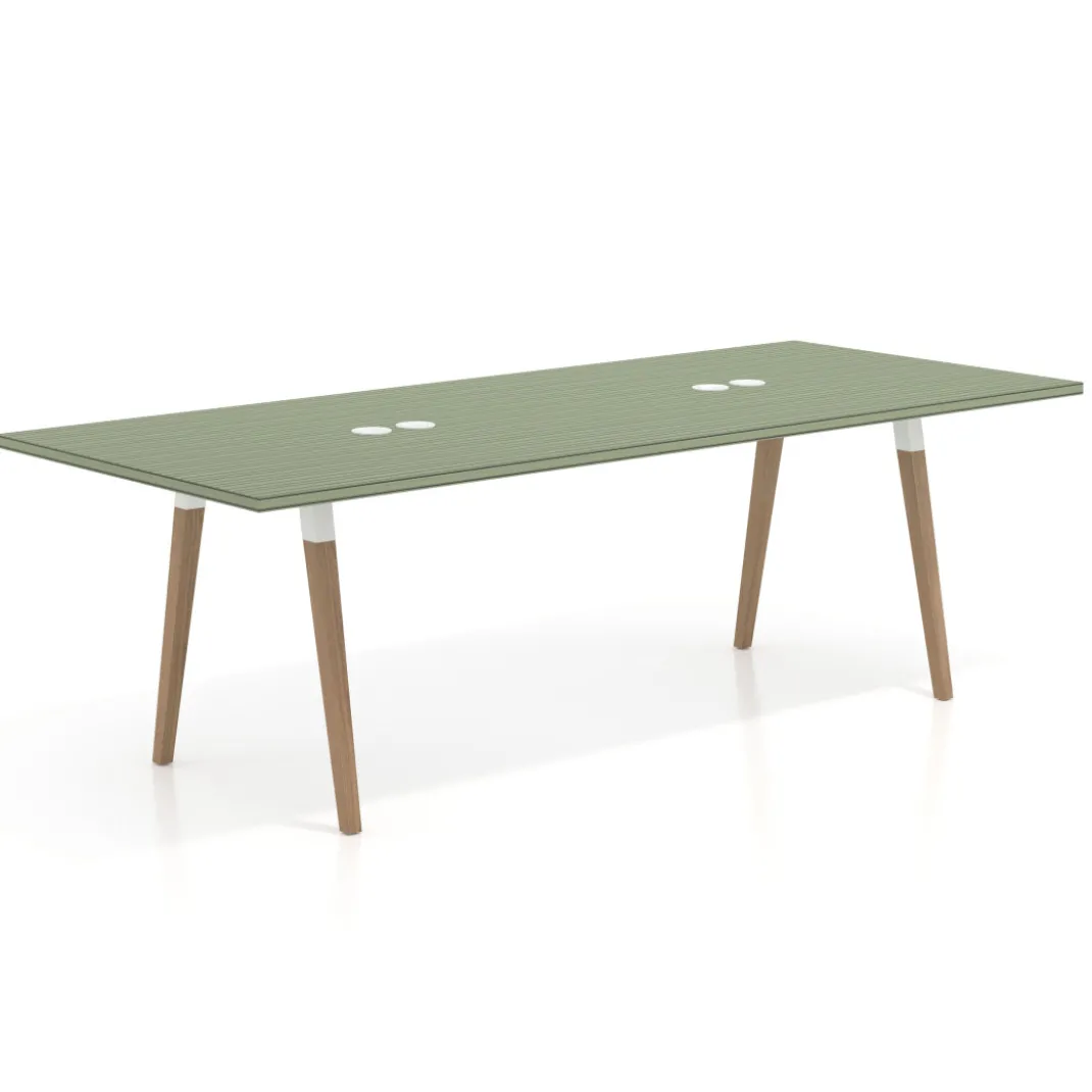 Mesa de reuniones rectangular Arki, gran formato, patas de madera