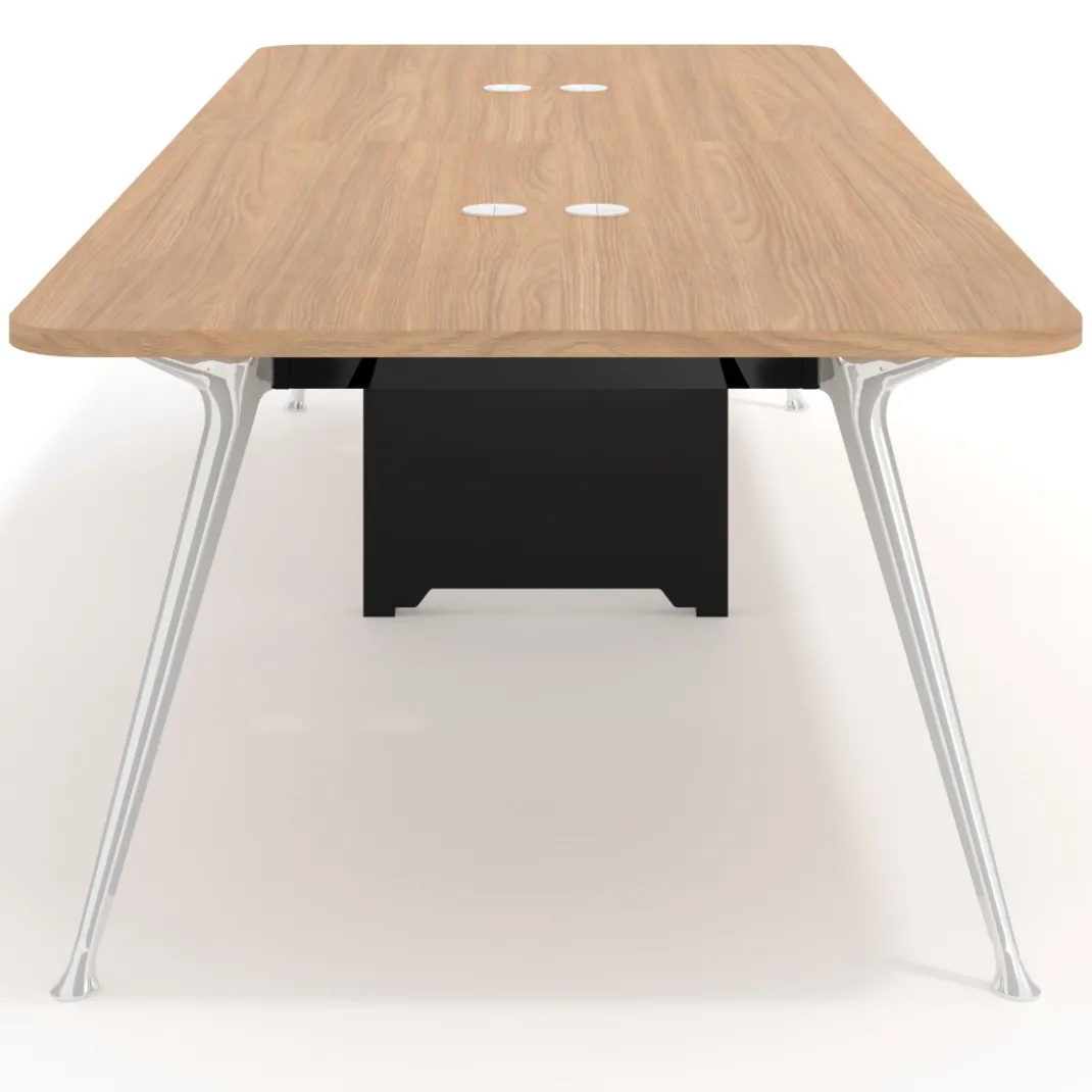 Mesa de reuniones Tekno doble, fondo 120, patas aluminio inyectado, estructura negra