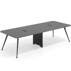 Mesa de reuniones Tekno doble, fondo 120, patas aluminio inyectado, estructura negra