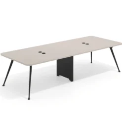 Mesa de reuniones Tekno doble, fondo 120, patas aluminio inyectado, estructura negra