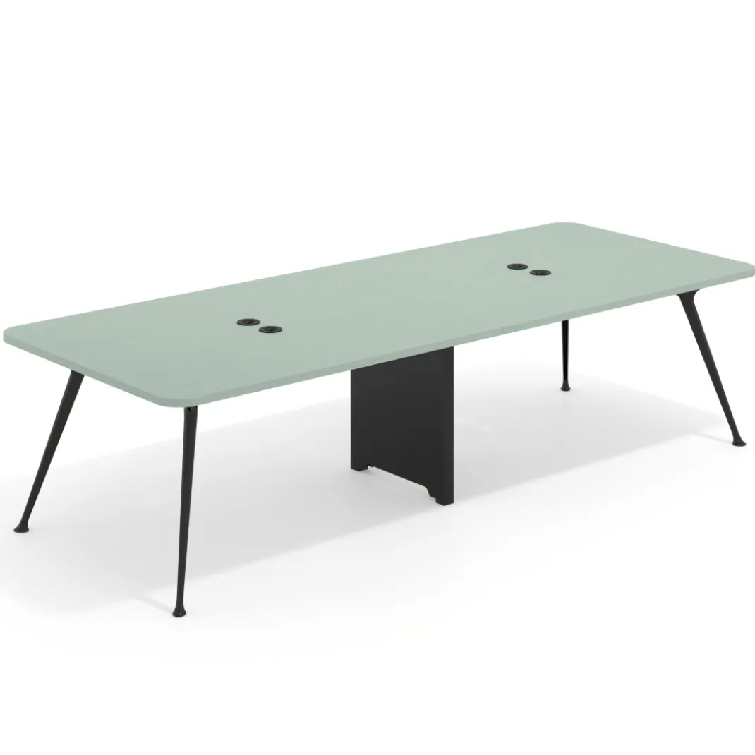 Mesa de reuniones Tekno doble, fondo 120, patas aluminio inyectado, estructura negra