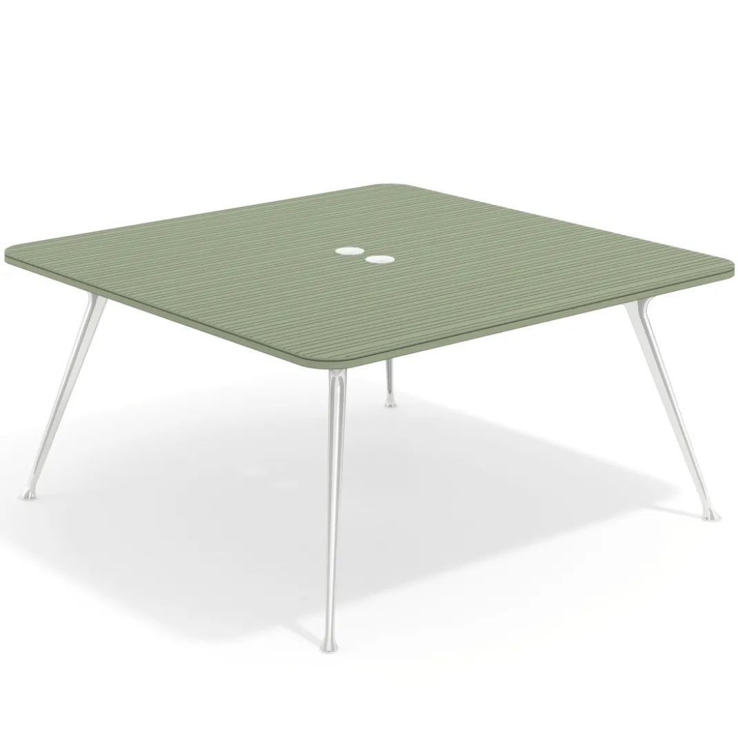Mesa de reuniones Tekno, fondo 160, patas aluminio inyectado, estructura cromada