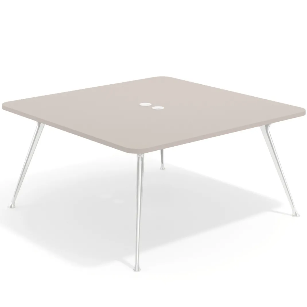 Mesa de reuniones Tekno, fondo 160, patas aluminio inyectado, estructura cromada