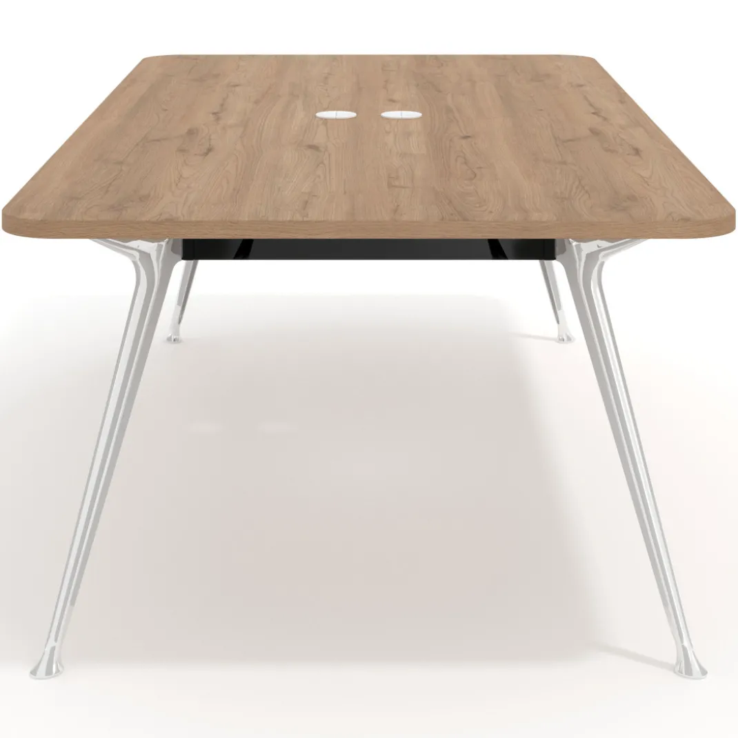 Mesa de reuniones Tekno gran formato, fondo 120, patas aluminio inyectado, estructura cromada