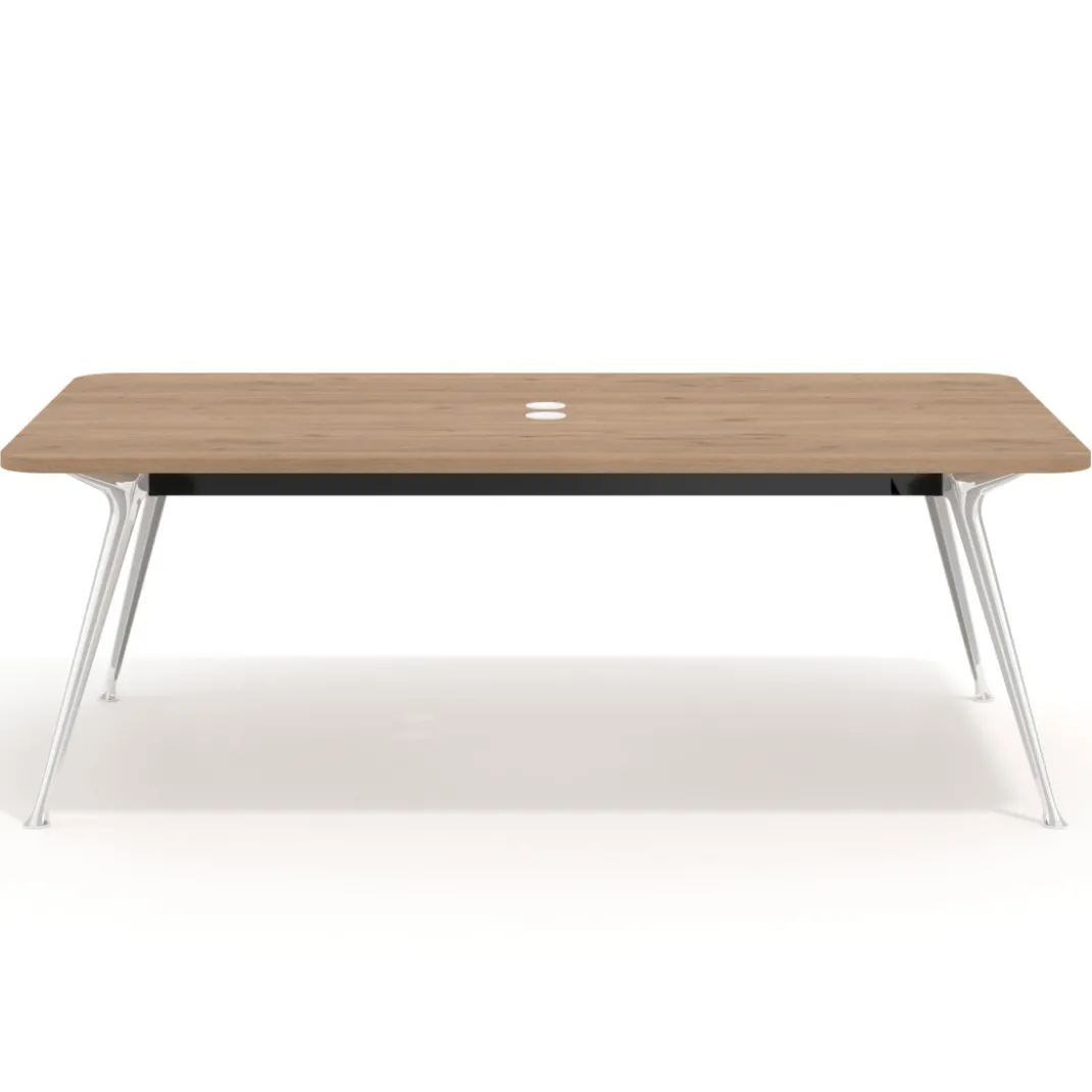 Mesa de reuniones Tekno gran formato, fondo 120, patas aluminio inyectado, estructura cromada