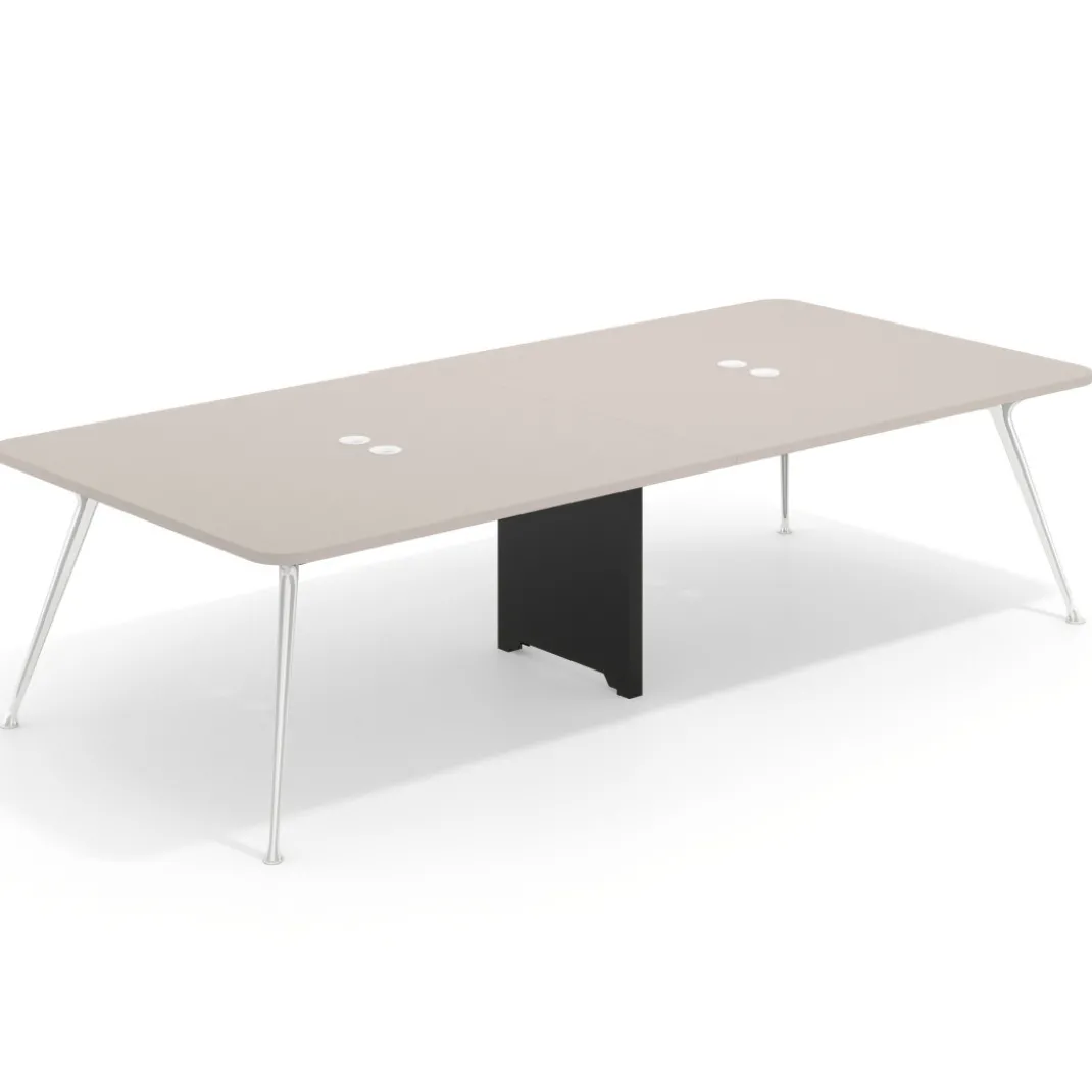 Mesa de reuniones Tekno gran formato, fondo 140, patas aluminio inyectado, estructura cromada