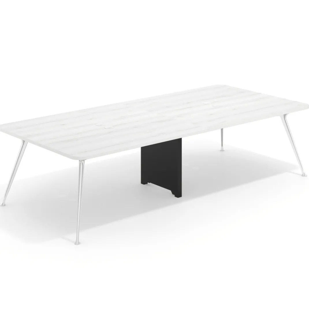 Mesa de reuniones Tekno gran formato, fondo 140, patas aluminio inyectado, estructura cromada