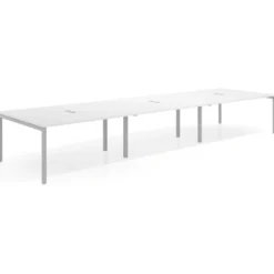 Mesa de reuniones triple Kube, encimera continua, fondo 142 cm, estructura aluminio
