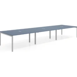 Mesa de reuniones triple Kube, encimera continua, fondo 142 cm, estructura aluminio
