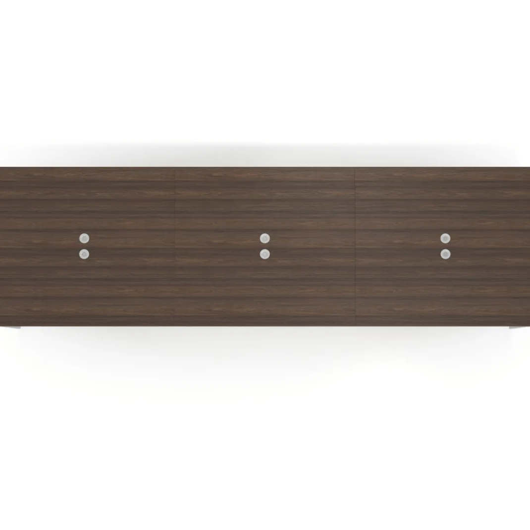 Mesa de reuniones triple Kube, encimera continua, fondo 142 cm, estructura aluminio