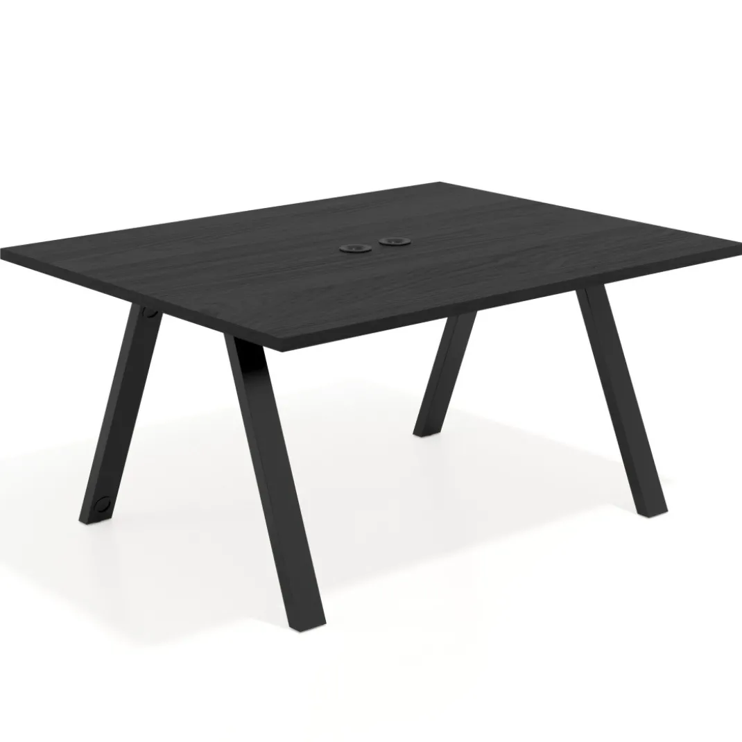 Mesa doble individual para coworking UvePro fondo 126 cm estructura negra