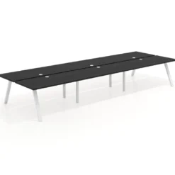 Mesa multipuesto UvePro Bench triple, fondo 166 cm, estructura blanca