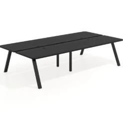 Mesa multipuesto UvePro Bench doble, fondo 166 cm, sobre curvo, estructura negra