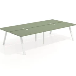 Mesa multipuesto UvePro Bench doble, fondo 166 cm, estructura blanca