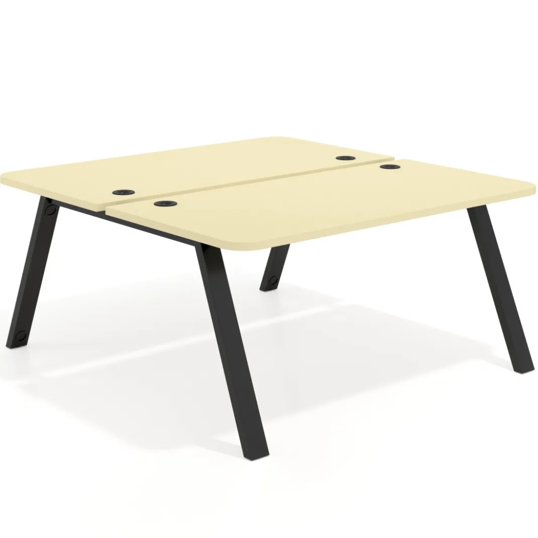 Mesa multipuesto UvePro Bench fondo 166 cm, sobre curvo, estructura negra