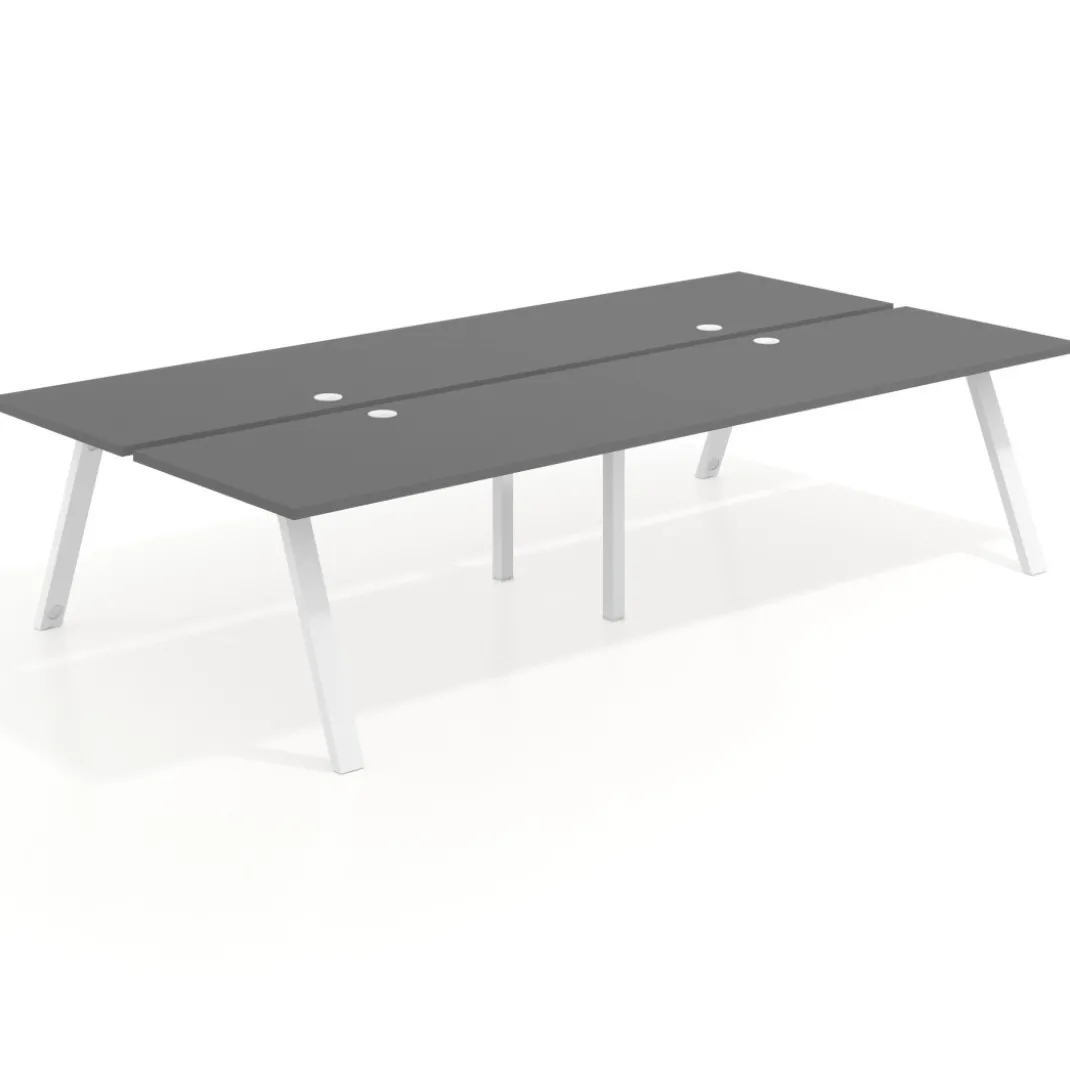 Mesa multipuesto UvePro Bench doble, fondo 166 cm, estructura blanca
