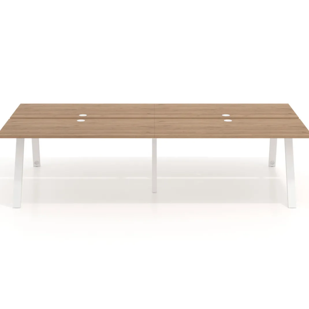 Mesa multipuesto UvePro Bench doble, fondo 166 cm, estructura blanca
