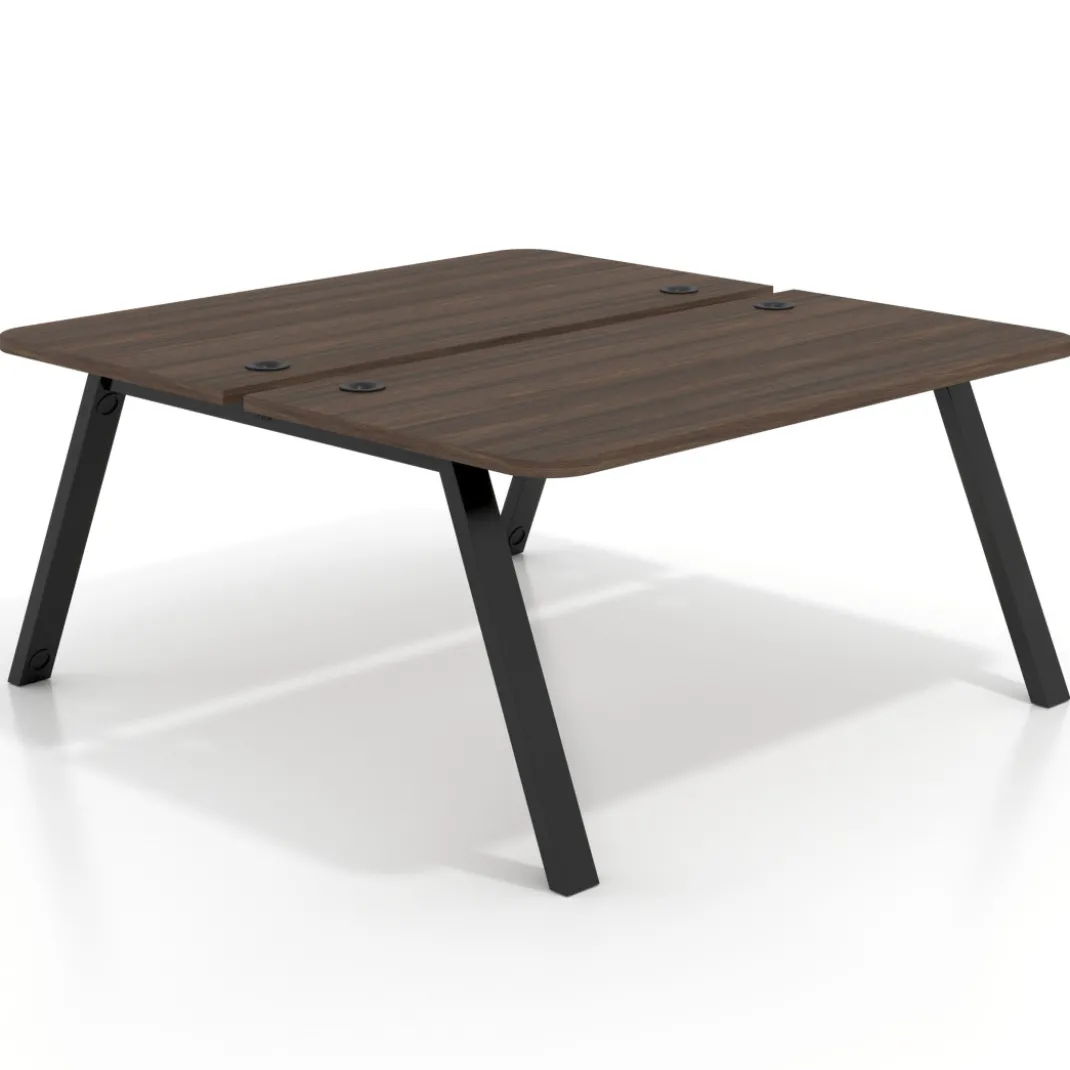 Mesa multipuesto UvePro Bench fondo 166 cm, sobre curvo, estructura negra