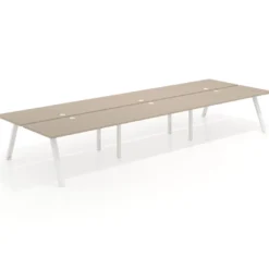 Mesa multipuesto UvePro Bench triple, fondo 166 cm, estructura blanca